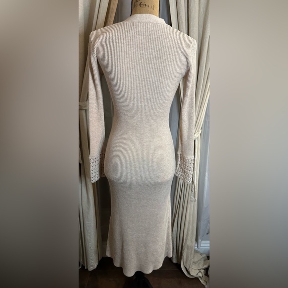 Jason Wu Collective Cardigan Sweater Dress Button Up Beige Ribbed Knit Size XS - Picture 8 of 13